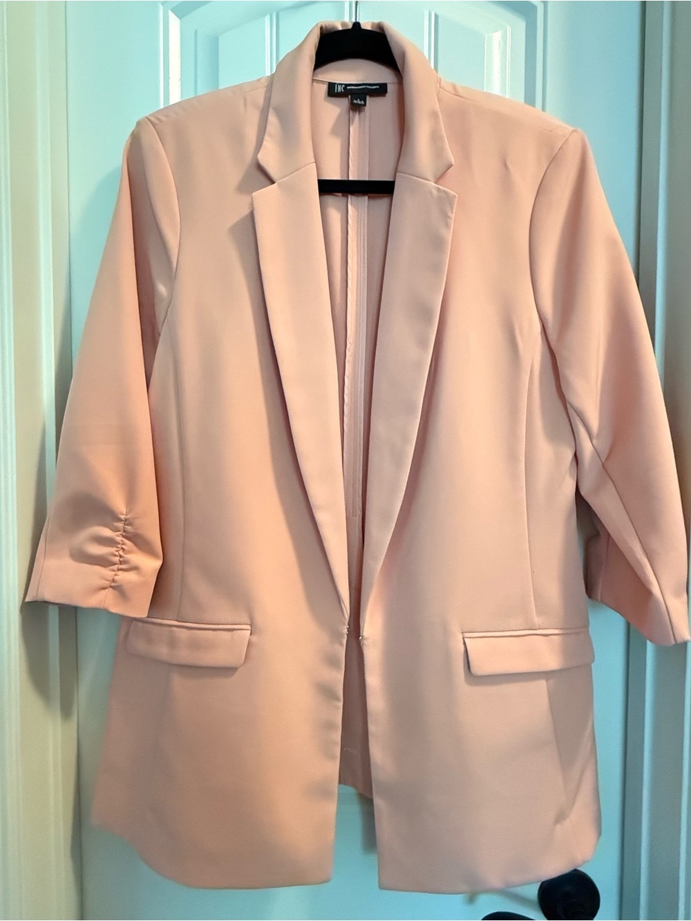 Blush Peachy Pink Open-Front Blazer